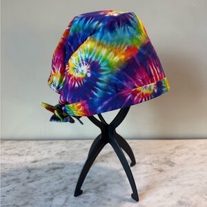 Rainbow tie dye scrub cap